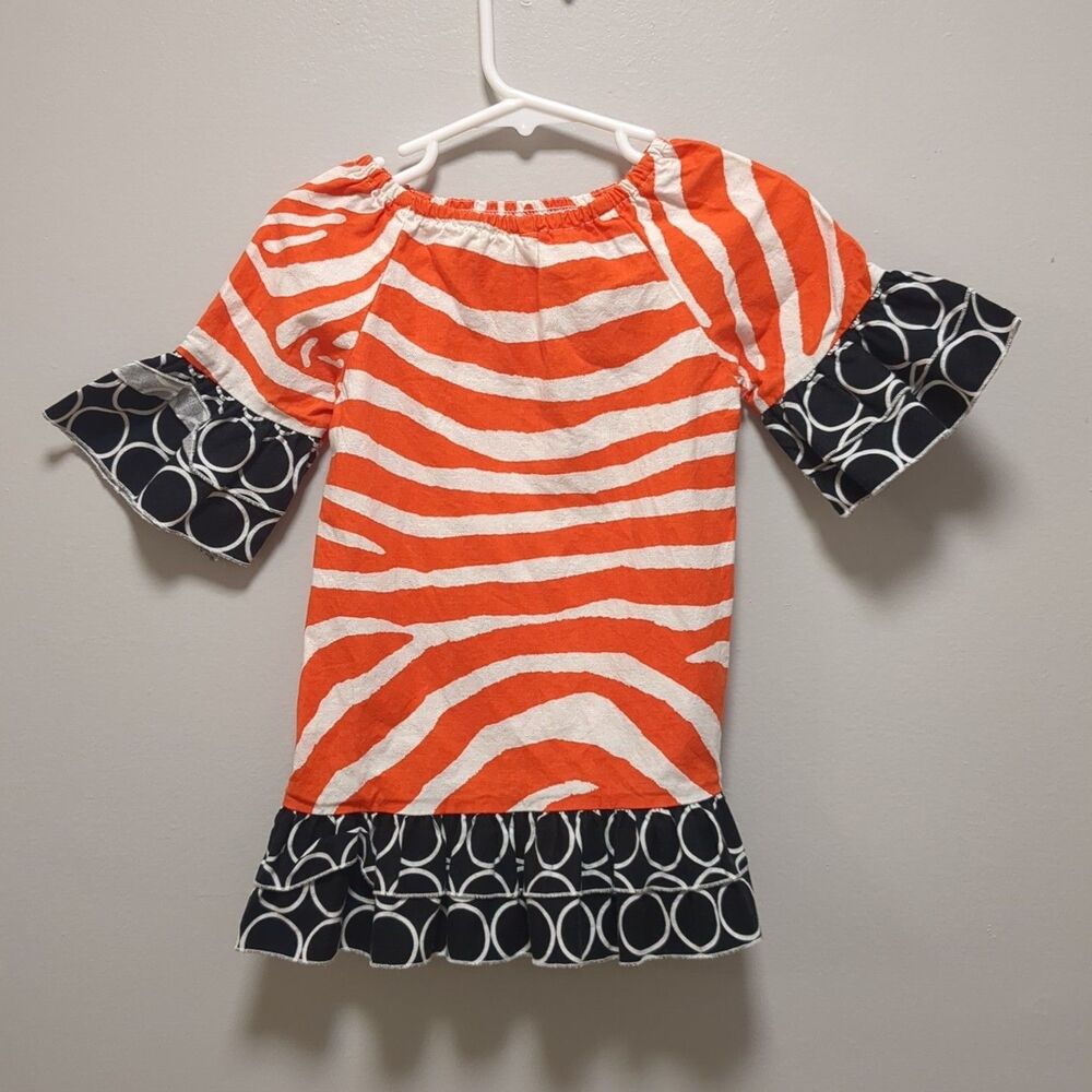 Lolly Wolly Doodle Orange White Black Halloween Fall Dress - Girls 18 Months